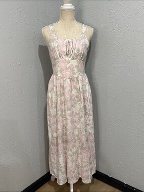 Monteau Women’s Pink Floral Midi Dress Size Medium
